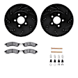 WHUH1-55135 Front Brake Disc and Pad Kit, Black, Cross-drilled and Slotted, 330 mm, OE Comparable Pad Material, R1 eLINE Black Rotors with Optimum OEp Pads Series