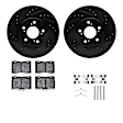 WHUH1-58026 Front Brake Disc and Pad Kit, Black, Cross-drilled and Slotted, 320 mm, OE Replacement, R1 eLINE Black Rotors with Optimum OEp Pads Series