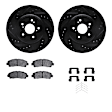 WHUH1-58036 Front Brake Disc and Pad Kit, Black, Cross-drilled and Slotted, 330 mm, OE Replacement, R1 eLINE Black Rotors with Optimum OEp Pads Series