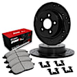 WHUH1-59028 Rear Brake Disc and Pad Kit, Black, Cross-drilled and Slotted, 267 mm, OE Comparable Pad Material, R1 eLINE Black Rotors with Optimum OEp Pads Series