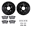 WHUH1-59035 Rear Brake Disc and Pad Kit, Black, Cross-drilled and Slotted, 267 mm, OE Replacement, R1 eLINE Black Rotors with Optimum OEp Pads Series