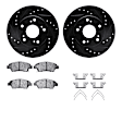 WHUH1-59038 Front Brake Disc and Pad Kit, Black, Cross-drilled and Slotted, 274 mm, OE Replacement, R1 eLINE Black Rotors with Optimum OEp Pads Series