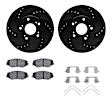 WHUH1-59047 Front Brake Disc and Pad Kit, Black, Cross-drilled and Slotted, 279 mm, OE Replacement, R1 eLINE Black Rotors with Optimum OEp Pads Series