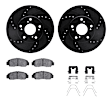 WHUH1-59063 Front Brake Disc and Pad Kit, Black, Cross-drilled and Slotted, 292 mm, OE Replacement, R1 eLINE Black Rotors with Optimum OEp Pads Series