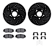 WHUH1-59069 Front Brake Disc and Pad Kit, Black, Cross-drilled and Slotted, 305 mm, OE Replacement, R1 eLINE Black Rotors with Optimum OEp Pads Series