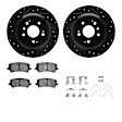 WHUH1-59103 Rear Brake Disc and Pad Kit, Black, Cross-drilled and Slotted, 330 mm, OE Comparable Pad Material, R1 eLINE Black Rotors with Optimum OEp Pads Series