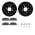 WHUH1-59109 Front Brake Disc and Pad Kit, Black, Cross-drilled and Slotted, 267 mm, OE Replacement, R1 eLINE Black Rotors with Optimum OEp Pads Series