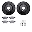 WHUH1-59116 Front Brake Disc and Pad Kit, Black, Cross-drilled and Slotted, 318 mm, OE Replacement, R1 eLINE Black Rotors with Optimum OEp Pads Series