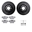 WHUH1-65020 Front Brake Disc and Pad Kit, Black, Cross-drilled and Slotted, 315 mm, OE Replacement, R1 eLINE Black Rotors with Optimum OEp Pads Series