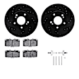 WHUH1-67036 Front Brake Disc and Pad Kit, Black, Cross-drilled and Slotted, 279 mm, OE Replacement, R1 eLINE Black Rotors with Optimum OEp Pads Series