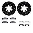 WHUH1-67049 Front Brake Disc and Pad Kit, Black, Cross-drilled and Slotted, 267 mm, OE Replacement, R1 eLINE Black Rotors with Optimum OEp Pads Series