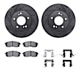 WHUH1-67056 Front Brake Disc and Pad Kit, Black, Cross-drilled and Slotted, 279 mm, OE Replacement, R1 eLINE Black Rotors with Optimum OEp Pads Series