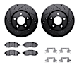 WHUH1-67081 Front Brake Disc and Pad Kit, Black, Cross-drilled and Slotted, 305 mm, OE Replacement, R1 eLINE Black Rotors with Optimum OEp Pads Series
