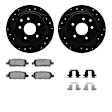 WHUH1-67098 Rear Brake Disc and Pad Kit, Black, Cross-drilled and Slotted, 305 mm, OE Replacement, R1 eLINE Black Rotors with Optimum OEp Pads Series