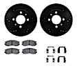 WHUH1-72040 Front Brake Disc and Pad Kit, Black, Cross-drilled and Slotted, 267 mm, OE Replacement, R1 eLINE Black Rotors with Optimum OEp Pads Series