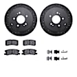 WHUH1-72074 Rear Brake Disc and Pad Kit, Black, Cross-drilled and Slotted, 305 mm, OE Replacement, R1 eLINE Black Rotors with Optimum OEp Pads Series