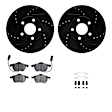 WHUH1-73049 Front Brake Disc and Pad Kit, Black, Cross-drilled and Slotted, 305 mm, OE Replacement, R1 eLINE Black Rotors with Optimum OEp Pads Series