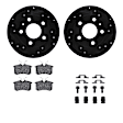 WHUH1-73053 Rear Brake Disc and Pad Kit, Black, Cross-drilled and Slotted, 267 mm, OE Replacement, R1 eLINE Black Rotors with Optimum OEp Pads Series