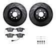 WHUH1-73063 Front Brake Disc and Pad Kit, Black, Cross-drilled and Slotted, 340 mm, OE Replacement, R1 eLINE Black Rotors with Optimum OEp Pads Series