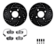 WHUH1-73079 Front Brake Disc and Pad Kit, Black, Cross-drilled and Slotted, 267 mm, OE Replacement, R1 eLINE Black Rotors with Optimum OEp Pads Series