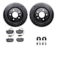 WHUH1-74255 Rear Brake Disc and Pad Kit, Black, Cross-drilled and Slotted, 295 mm, OE Replacement, R1 eLINE Black Rotors with Optimum OEp Pads Series