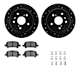 WHUH1-76058 Rear Brake Disc and Pad Kit, Black, Cross-drilled and Slotted, 279 mm, OE Replacement, R1 eLINE Black Rotors with Optimum OEp Pads Series
