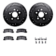 WHUH1-76078 Rear Brake Disc and Pad Kit, Black, Cross-drilled and Slotted, 279 mm, OE Replacement, R1 eLINE Black Rotors with Optimum OEp Pads Series