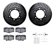 WHUH1-76102 Front Brake Disc and Pad Kit, Black, Cross-drilled and Slotted, 305 mm, OE Replacement, R1 eLINE Black Rotors with Optimum OEp Pads Series
