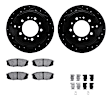 WHUH1-76163 Rear Brake Disc and Pad Kit, Black, Cross-drilled and Slotted, 356 mm, OE Replacement, R1 eLINE Black Rotors with Optimum OEp Pads Series