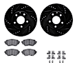 WHUH1-80047 Front Brake Disc and Pad Kit, Black, Cross-drilled and Slotted, 305 mm, OE Replacement, R1 eLINE Black Rotors with Optimum OEp Pads Series