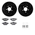 WHUH1-80059 Front Brake Disc and Pad Kit, Black, Cross-drilled and Slotted, 312 mm, OE Replacement, R1 eLINE Black Rotors with Optimum OEp Pads Series