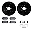 WHUH1-80073 Front Brake Disc and Pad Kit, Black, Cross-drilled and Slotted, 312 mm, OE Replacement, R1 eLINE Black Rotors with Optimum OEp Pads Series