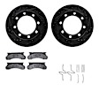 WHUH1-99257 Front Brake Disc and Pad Kit, Black, Cross-drilled and Slotted, 356 mm, OE Replacement, 4WD, R1 eLINE Black Rotors with Optimum OEp Pads Series