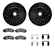 WHUH1-99348 Front Brake Disc and Pad Kit, Black, Cross-drilled and Slotted, 305 mm, OE Replacement, R1 eLINE Black Rotors with Optimum OEp Pads Series