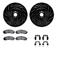 WHUH1-99468 Front Brake Disc and Pad Kit, Black, Cross-drilled and Slotted, 318 mm, OE Replacement, RWD, R1 eLINE Black Rotors with Optimum OEp Pads Series