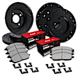 WHUH2-03070 Front and Rear Brake Disc and Pad Kit, Black, Cross-drilled and Slotted, Front - 279 mm, Rear - 262 mm, OE Replacement, R1 eLINE Black Rotors with Optimum OEp Pads Series
