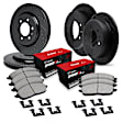 2024 Mercedes Benz Sprinter 2500 - Front and Rear Brake Disc and Pad Kit, Cross-drilled and Slotted, OE Replacement, Electronic Parking Brake, 2.0L 4Cyl, R1 eLINE Black Rotors with Optimum OEp Pads Series