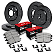 WHUH2-67057 Front and Rear Brake Disc and Pad Kit, Black, Cross-drilled and Slotted, Front - 295 mm, Rear - 300 mm, OE Replacement, R1 eLINE Black Rotors with Optimum OEp Pads Series