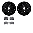 WHUN1-74006 Rear Brake Disc and Pad Kit, Black, Cross-drilled and Slotted, 254 mm, OE Replacement, R1 eLINE Black Rotors with Optimum OEp Pads Series