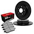 WHUN1-80083 Rear Brake Disc and Pad Kit, Black, Cross-drilled and Slotted, 267 mm, OE Replacement, R1 eLINE Black Rotors with Optimum OEp Pads Series