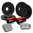 WHUN2-40218 Front and Rear Brake Disc and Pad Kit, Black, Cross-drilled and Slotted, Front - 267 mm, Rear - 279 mm, OE Replacement, R1 eLINE Black Rotors with Optimum OEp Pads Series
