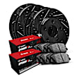 2005 Smart Fortwo - Front and Rear Brake Disc and Pad Kit, Black, Cross-drilled and Slotted, 279 mm, OE Replacement, 0.8L 3Cyl, R1 eLINE Black Rotors with Optimum OEp Pads Series