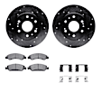 WHVH1-48036 Front Brake Disc and Pad Kit, Black, Cross-drilled and Slotted, 345 mm, R1 eLINE Black Rotors with Performance Off-Road/Tow Pads Series