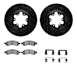 WHVH1-48042 Front Brake Disc and Pad Kit, Black, Cross-drilled and Slotted, 297 mm, R1 eLINE Black Rotors with Performance Off-Road/Tow Pads Series