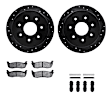 WHVH1-54037 Rear Brake Disc and Pad Kit, Black, Cross-drilled and Slotted, 356 mm, R1 eLINE Black Rotors with Performance Off-Road/Tow Pads Series