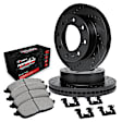 WHVH1-54043 Front Brake Disc and Pad Kit, Black, Cross-drilled and Slotted, 356 mm, 4WD, R1 eLINE Black Rotors with Performance Off-Road/Tow Pads Series