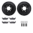WHVH1-54075 Rear Brake Disc and Pad Kit, Black, Cross-drilled and Slotted, 366 mm, R1 eLINE Black Rotors with Performance Off-Road/Tow Pads Series