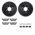 WHVH1-54097 Rear Brake Disc and Pad Kit, Black, Cross-drilled and Slotted, 356 mm, R1 eLINE Black Rotors with Performance Off-Road/Tow Pads Series