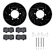 WHVH1-76014 Front Brake Disc and Pad Kit, Black, Cross-drilled and Slotted, 330 mm, R1 eLINE Black Rotors with Performance Off-Road/Tow Pads Series