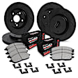 WHVH2-48001 Front and Rear Brake Disc and Pad Kit, Black, Cross-drilled and Slotted, Front - 279 mm, Rear - 305 mm, R1 eLINE Black Rotors with Performance Off-Road/Tow Pads Series